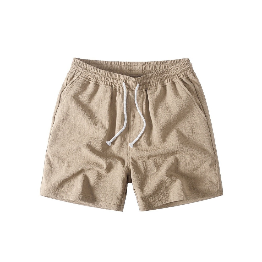 Hoooyi Mens Khaki Textured Drawstring Shorts Size L New‎ Casual Lounge Beach Tan